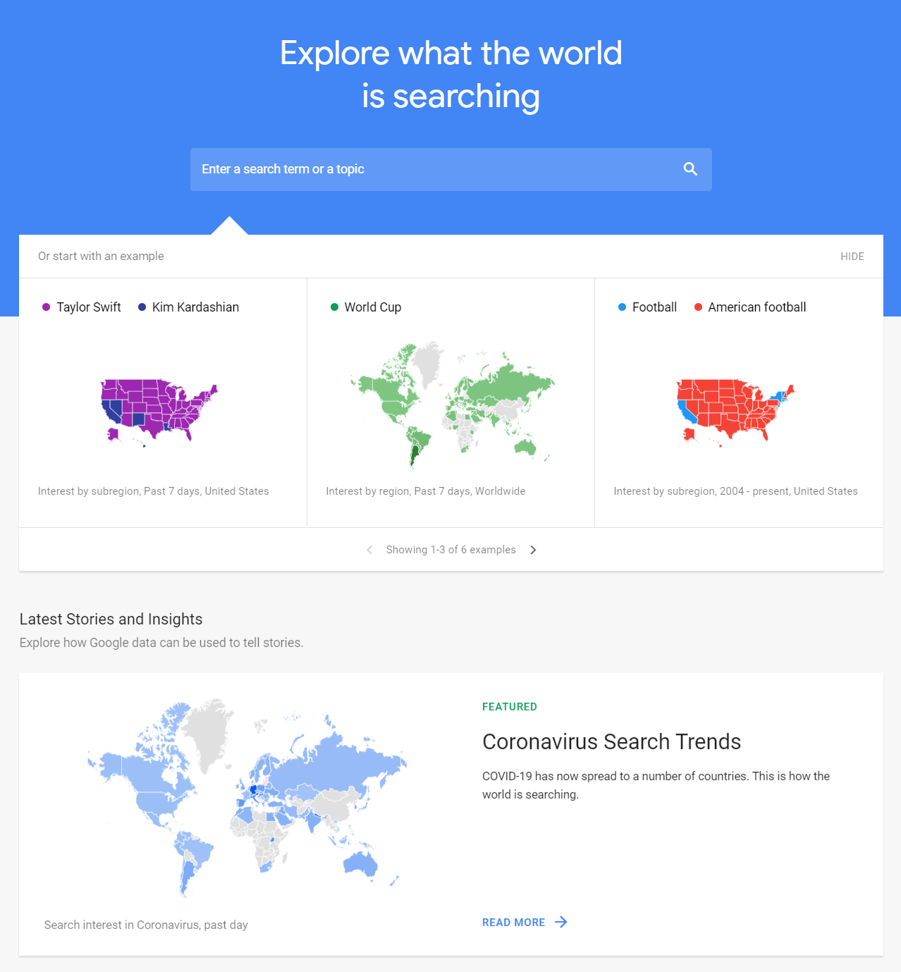 Google Trends homepage 