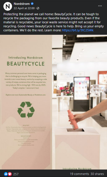 Nordstrom’s campaign to do better with sustainable fashion