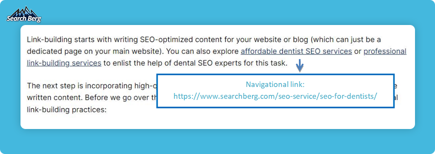  navigational links in a Global-marketing Inc. blog about Dentist SEO